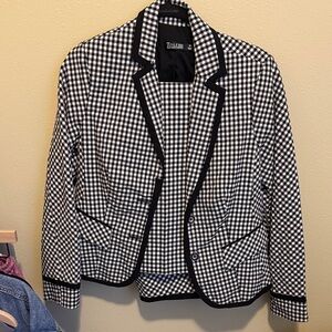 New York & Company Black and White Checkered Blazer